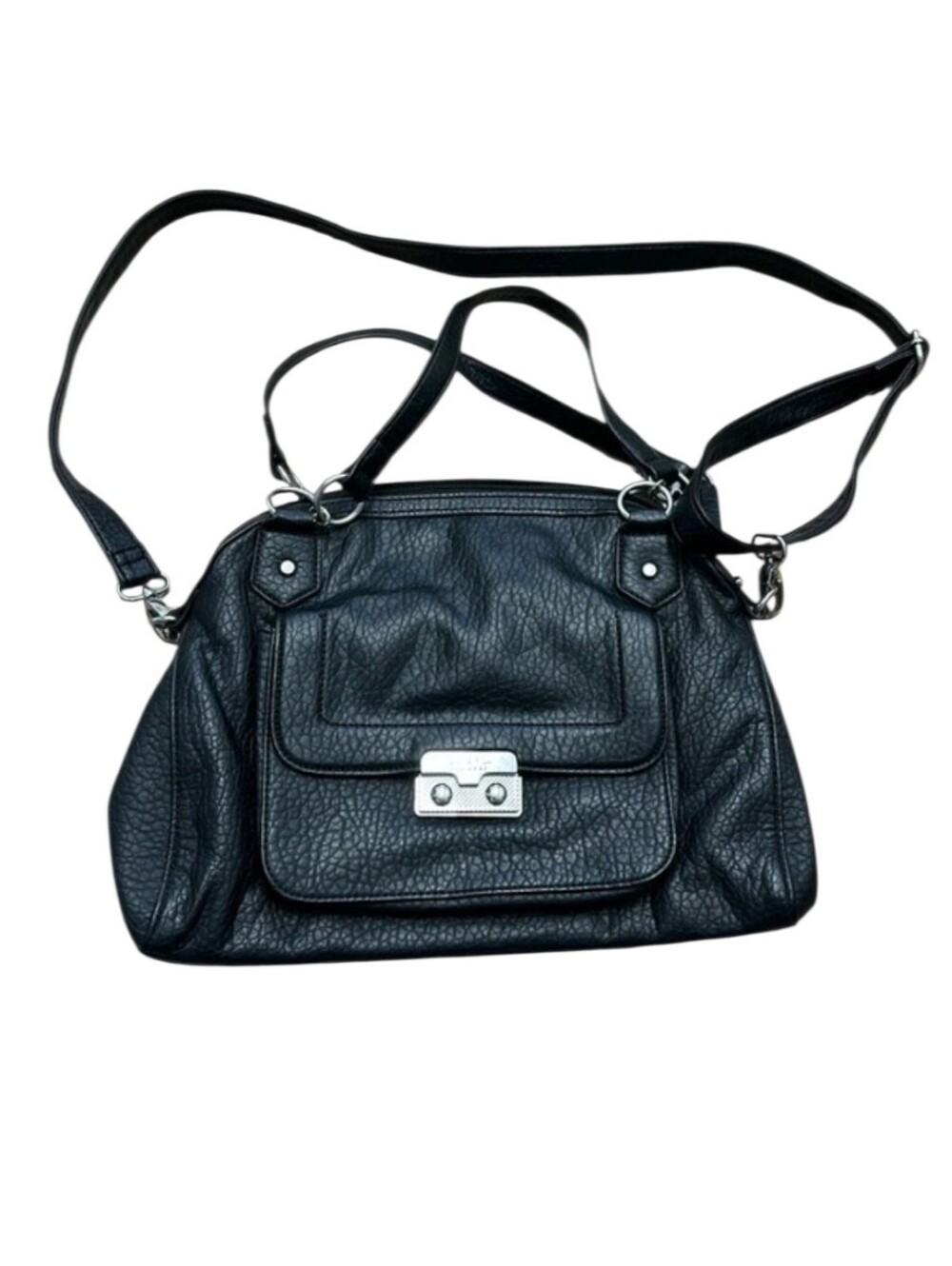 Nicole Miller Black Shoulder Bag with Silver Hardware